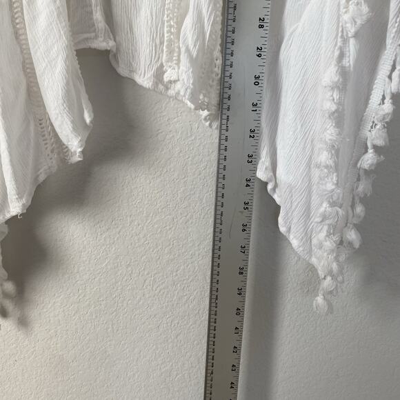 Gianni Bini White Tassel Swim Suit Cover Up Boho Medium Beach Resort Pool comfy - Picture 8 of 10